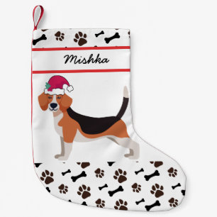Petite Chaussette De Noël Noël de chien beagle avec nom de chien personnali