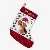 Petite Chaussette De Noël Noël de chien beagle avec nom de chien personnalis (Devant (Accrochage))