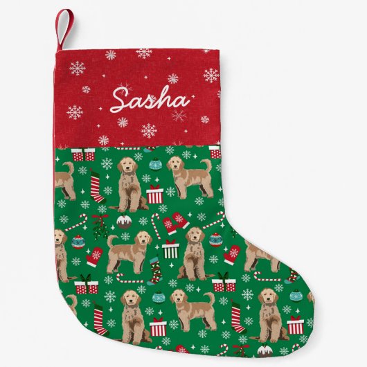 Petite Chaussette De Noël Noël de chien de Goldendoodle (Devant)
