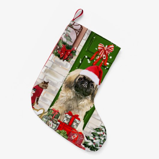 Petite Chaussette De Noël Noël de chien de Pékin (Devant (Accrochage))