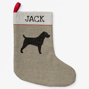 Petite Chaussette De Noël Noël de l'amoureux des chiens de la silhouette  