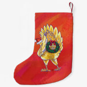 Petite Chaussette De Noël Noël de poulet sur le rouge (Dos)