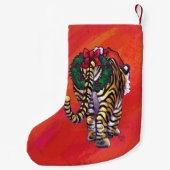 Petite Chaussette De Noël Noël de tigre sur le rouge (Dos)