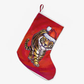 Petite Chaussette De Noël Noël de tigre sur le rouge (Devant (Accrochage))