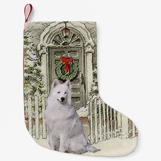 Petite Chaussette De Noël Noël des amants Samoyés (Devant)