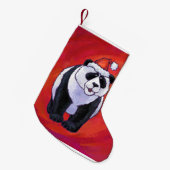 Petite Chaussette De Noël Noël d'ours panda sur le rouge (Devant (Accrochage))