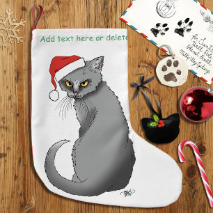 Petite Chaussette De Noël Noël Drôle Chat Gris Grincheux Humour Férié