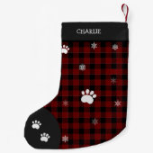 Petite Chaussette De Noël Noël Drôle mignon Chien Petit Black Plaid Photo (Dos)