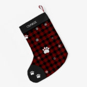 Petite Chaussette De Noël Noël Drôle mignon Chien Petit Black Plaid Photo (Dos (Accrochage))