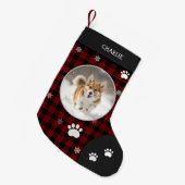 Petite Chaussette De Noël Noël Drôle mignon Chien Petit Black Plaid Photo (Devant (Accrochage))