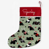 Petite Chaussette De Noël Noël écossais Terrier vert (Dos)