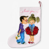 Petite Chaussette De Noël Noël empilé avec amour en couple - Texte personnal (Dos)