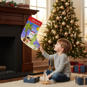 Petite Chaussette De Noël Noël Été Père Noël Beach Surf Personnalisé