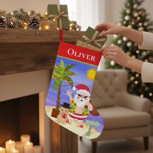 Petite Chaussette De Noël Noël Été Père Noël Beach Vacances Personnalisées