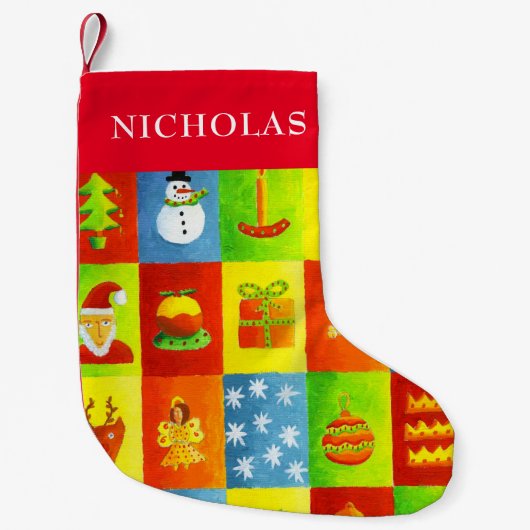 Petite Chaussette De Noël Noël Fête Nom personnalisé (Devant)
