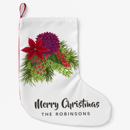 Petite Chaussette De Noël Noël floral aquarelle (Devant)