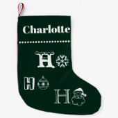 Petite Chaussette De Noël Noël Ho Ho Ho vert foncé date du nom (Devant)