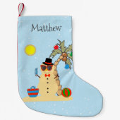 Petite Chaussette De Noël Noël Holiday Snowman Beach Tropical (Devant)
