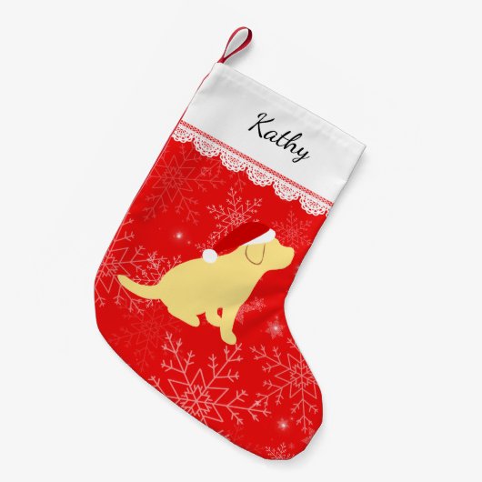 Petite Chaussette De Noël Noel Jaune Labrador Chiot Stocker (Devant (Accrochage))