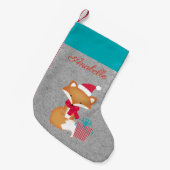 Petite Chaussette De Noël Noël mignon Fox personnalisé (Devant (Accrochage))