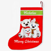 Petite Chaussette De Noël Noël Mignonne Famille Ours Rouge (Dos)