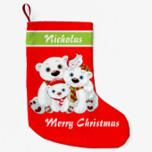 Petite Chaussette De Noël Noël Mignonne Famille Ours Rouge (Devant)