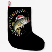 Petite Chaussette De Noël Noël Papa Basse Poisson Drôle Pêcheur Pêcheur (Devant)