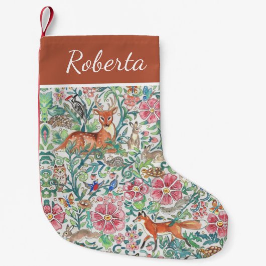 Petite Chaussette De Noël Noël Pastel Woodland Forêt animale Custom (Devant)