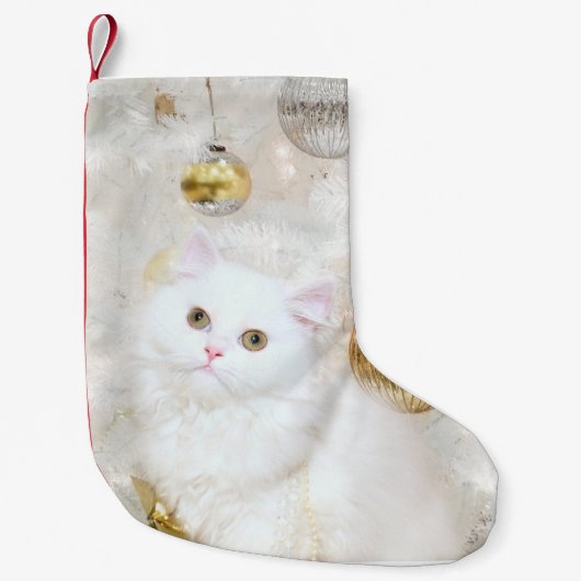 Petite Chaussette De Noël Noël persan blanc de minou (Devant)