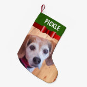 Petite Chaussette De Noël Noël personnalisable d'arc rouge d'animal familier (Devant (Accrochage))