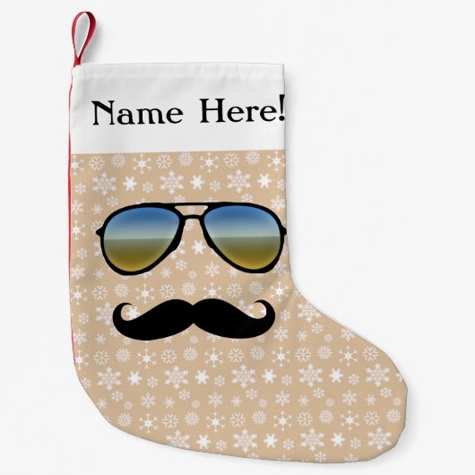 Petite Chaussette De Noël Noël personnalisé drôle en verre de moustache (Devant)