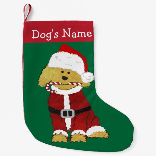 Petite Chaussette De Noël Noël personnalisé Goldendoodle Père Noël (Devant)
