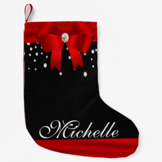 Petite Chaussette De Noël Noël personnalisé rouge et noir