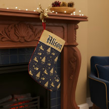 Noël Personnalisé Vintage Navy Or