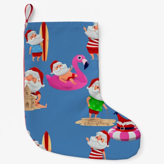 Petite Chaussette De Noël Noël plage santa claus vacances (Devant)