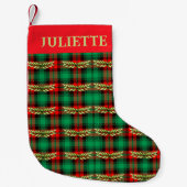 Petite Chaussette De Noël Noël Plaid Et Feuilles (Devant)