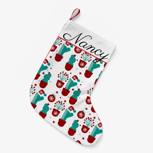 Petite Chaussette De Noël Noël Plantes Cactus Verdure Whimisical (Devant (Accrochage))