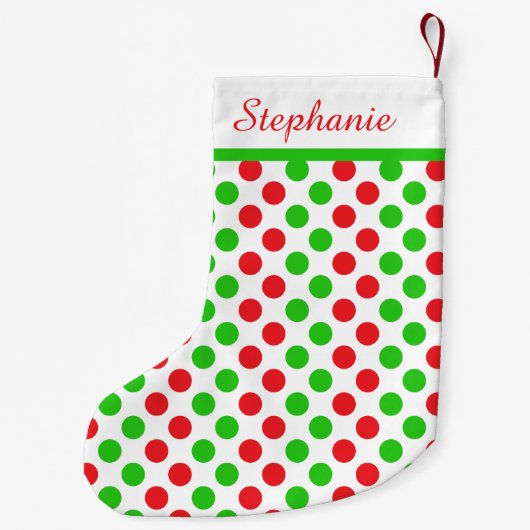Petite Chaussette De Noël Noël Polka Rouge et Vert Personnalisé (Dos)