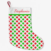 Petite Chaussette De Noël Noël Polka Rouge et Vert Personnalisé (Devant)