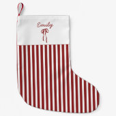 Petite Chaussette De Noël Noël rayé rouge empilement avec Bow (Devant)