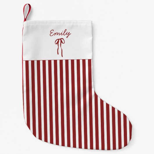 Petite Chaussette De Noël Noël rayé rouge empilement avec Bow (Devant)