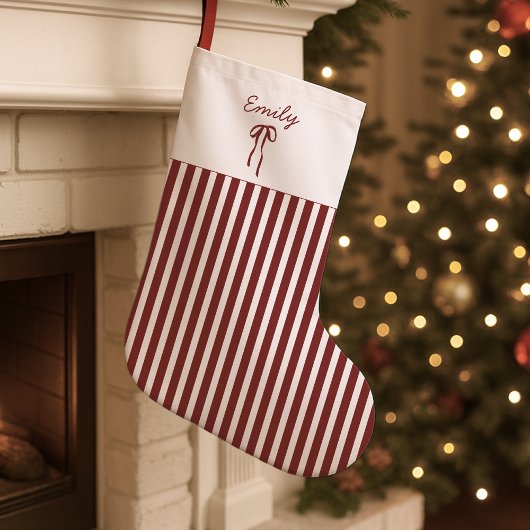 Petite Chaussette De Noël Noël rayé rouge empilement avec Bow
