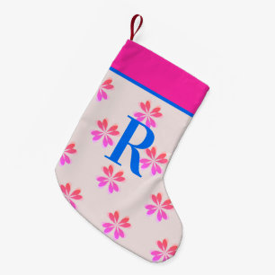 Petite Chaussette De Noël Noël rose vif Monogramme