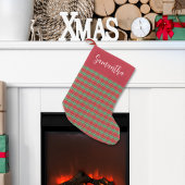 Petite Chaussette De Noël Noël Rouge et Motif vert Personnalisé