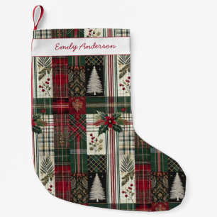 Petite Chaussette De Noël Noël Rustique Tartan Plaid Motif