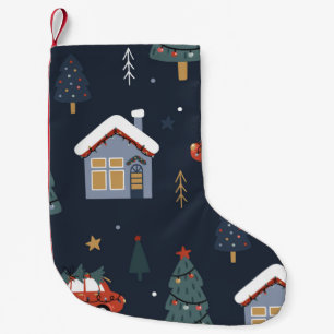 Petite Chaussette De Noël Noël sans couture motif avec arbre de Noël, voitur