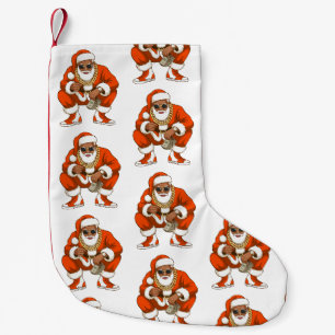 Petite Chaussette De Noël Noël Santa américain africain noir de Noël