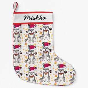 Petite Chaussette De Noël Noël Sibérien Husky Avec Nom De Chien Personnali