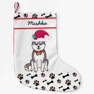 Petite Chaussette De Noël Noël Sibérien Husky Avec Nom De Chien Personnali