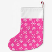 Petite Chaussette De Noël Noël Snowflakes Pink White Chien Nom (Dos)